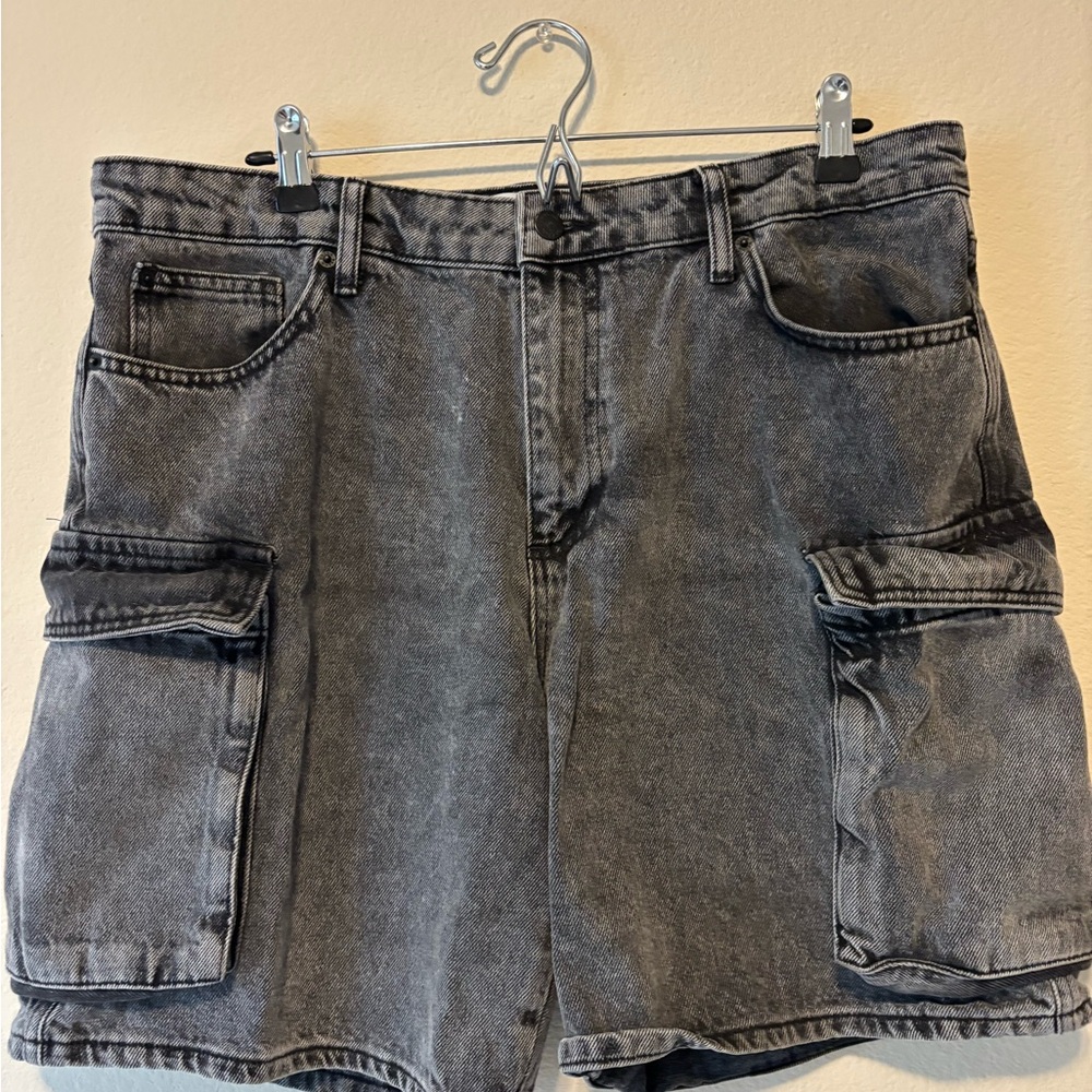 Gray Cargo Denim Shorts